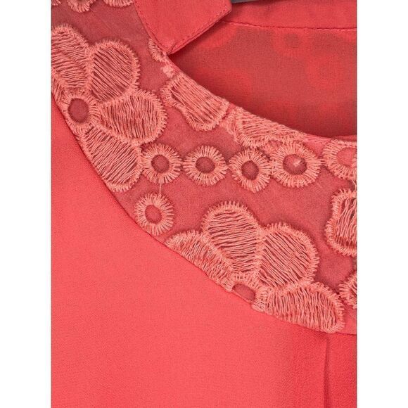 Vintage Style Short Sleeve Chiffon Blouse Size Medium - Picture 2 of 4